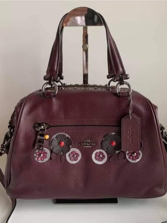 Coach Handbags - 🔥 RARE🔥 Coach Dark Oxblood With Multi-Colored Tea Floral - Satchel Tote Bag